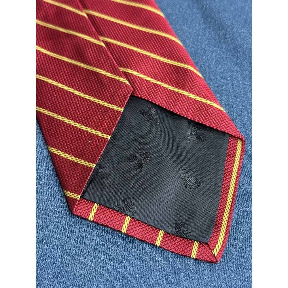 Brooks Brothers Makers Repp Silk Tie Red Gold Stripe Made USA Preppy